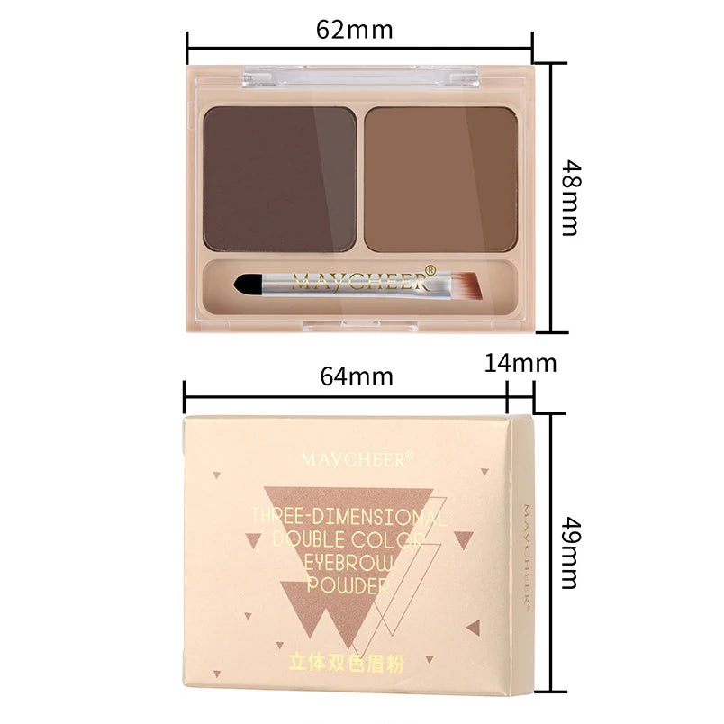 2Color Eyeshadow Powder Makeup Black Brown Coffee Waterproof Eyebrow Powder Eye Shadow Eye Brow Palette with Brush Eyebrow Cream