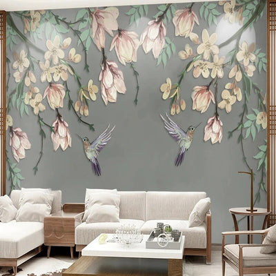 Custom Any Size 3D Mural Wallpaper European Vintage Flowers And Birds Fresco Background Wall Waterproof Home Decor Papier Peint