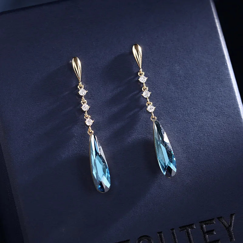 SUYU Fashion Medium And Long Summer Fashion Earrings Personalized Blue Pendant Earrings