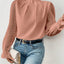 Elegant Half-turtleneck Pullover Solid Color Chiffon Shirt Women's Wave Print Ruffle Long Sleeve Blouse Ladies Casual Loose Tops