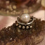 Huitan Antique Imitation Pearl Finger Ring for Women Personality Y2K Girl Accessories Two Tone Metal Rings Vintage Jewelry Party