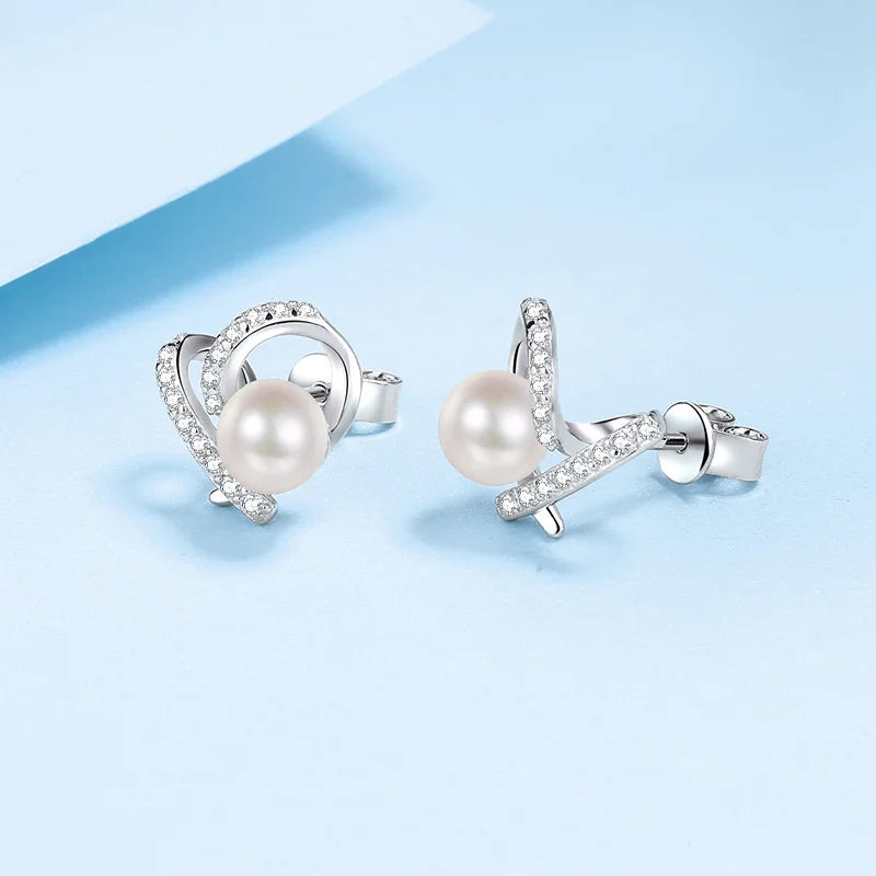 Butterflykiss 0.32 Carat Moissanite Stud Earrings 6-7mm Freshwater Pearl Engagement S925 Sterling Silver Fine Jewelry For Women