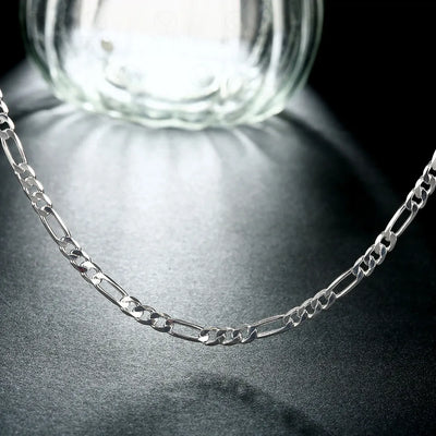 40-75cm 925 Silver 4mm Figaro Chain Necklace For Women Men Long Necklace Hip Hop Jewelry Gift