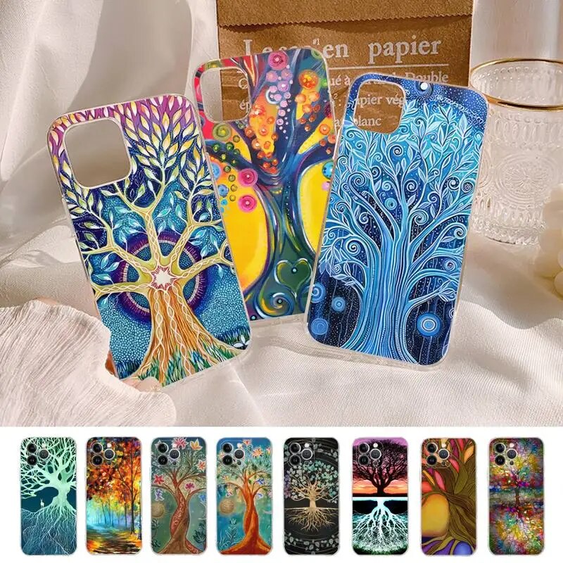 Tree of Life Phone Case Silicone Soft for iphone 14 13 12 11 Pro Mini XS MAX 8 7 6 Plus X XS XR Cover