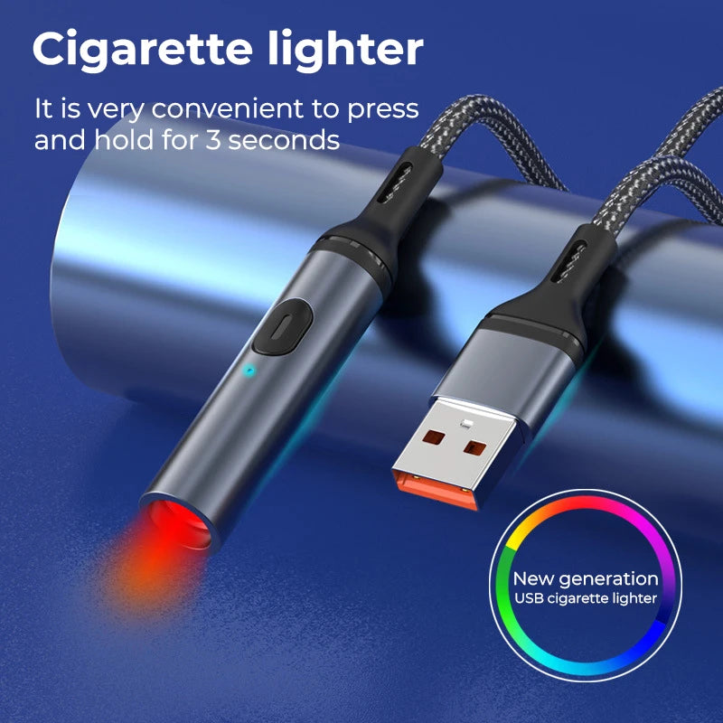 Mini USB Car Cable With Cigarette Lighter Portable Windproof Smoking Accessories Tools Electric Lighters Gifts Dropshipping