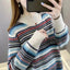 Autumn Winter Stripe Fashion Harajuku Sweater Women All Match Korean Chic Tops Lady Loose Casual Knitwear Long Sleeve Pullover