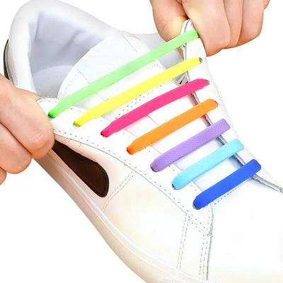 16pcs/set Silicone Elastic Laces No Tie Up Shoe Laces Lazy Shoe Laces T Shaped No Tie Ups Men Women Lacing