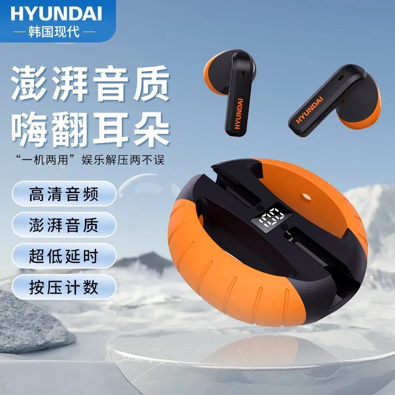 Original HYUNDAI HY-T09 Wireless Bluetooth V5.3 Headphones HIFI Sound Headset Running Sport Auriculares Portable Earphone