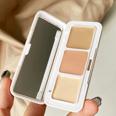 Three Color Square Cheese Concealer To Cover Spots Acne Marks Dark Circles Lacrimal Grooves and Concealer Plate Makeup concealer