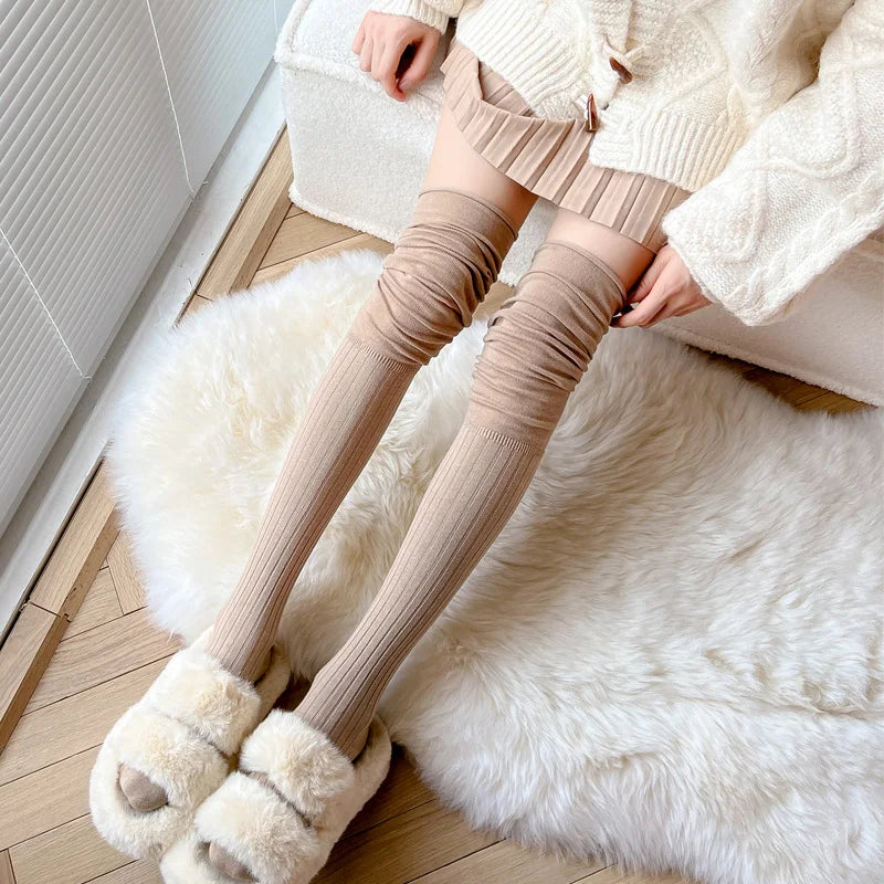 New Solid Color Long Socks Women Over The Knee Socks Girls Thigh High Socks Sexy Stockings Ladies  Fashion Warm Knee Socks