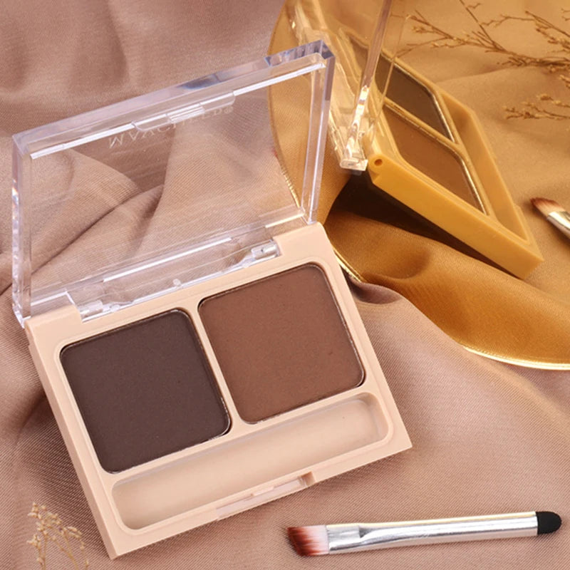 2Color Eyeshadow Powder Makeup Black Brown Coffee Waterproof Eyebrow Powder Eye Shadow Eye Brow Palette with Brush Eyebrow Cream