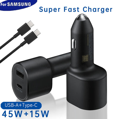 60w For Samsung Car Charger Super Fast Charging Pd Usb Type C Auto Cargador 45w Galaxy S23 Ultra S22 5g S21 Note 20 10 A52