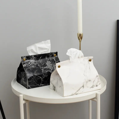 PU Leather Marble Pattern Tissue  Box