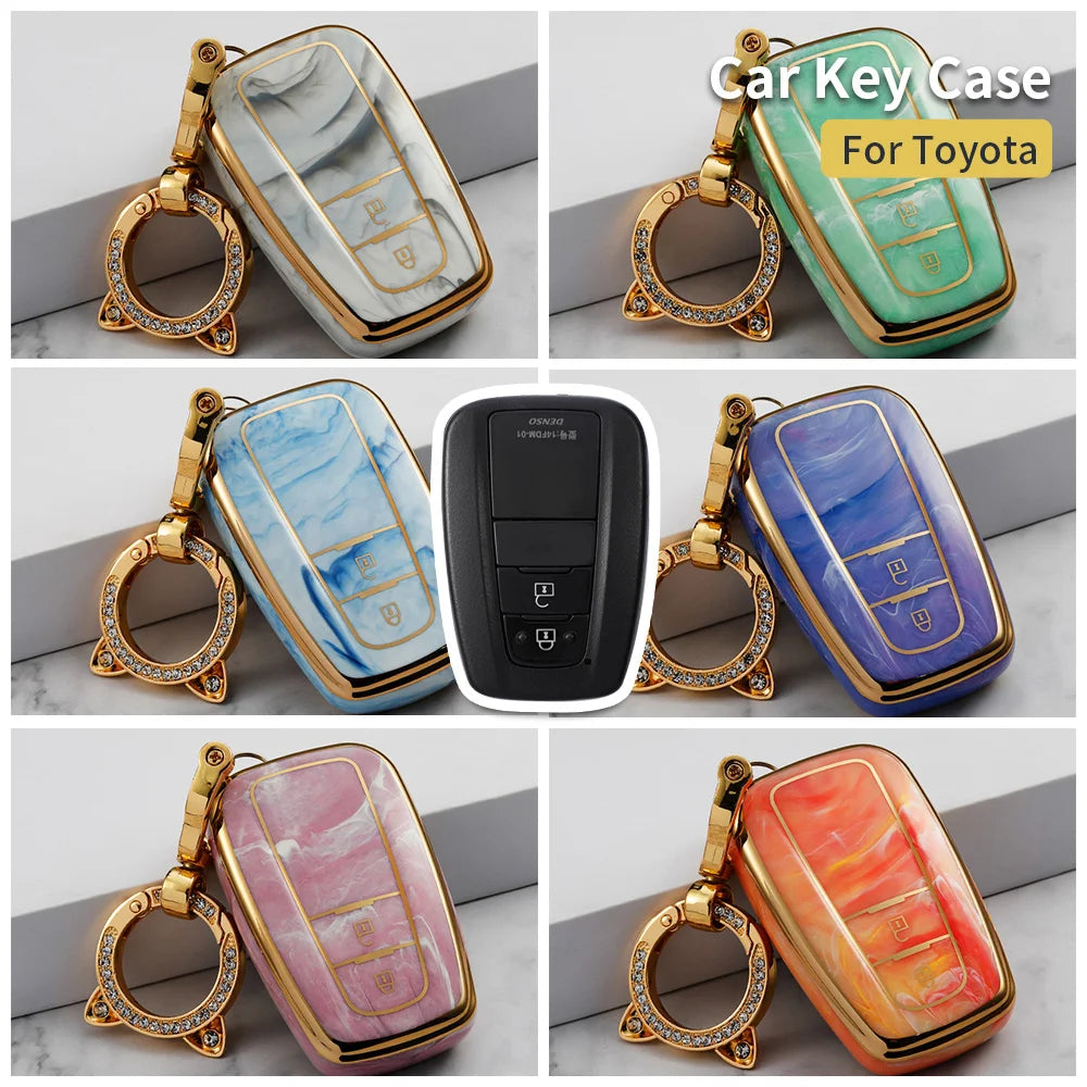 TPU Car Key Case Cover Shell Fob For Toyota Corolla 2022 Prius Camry CHR C-HR RAV4 Altis Land Cruiser Prado Protection Accessori