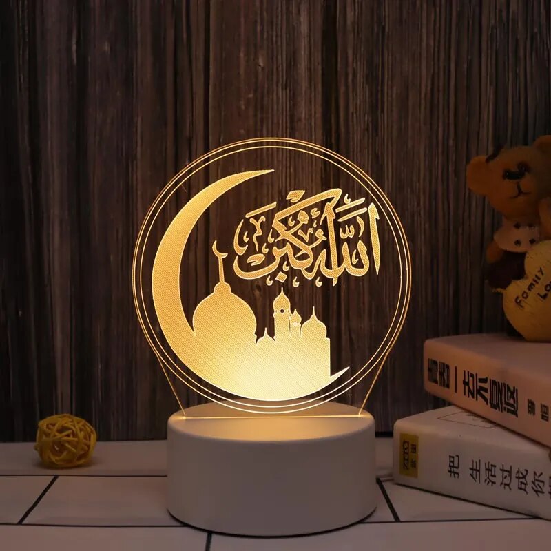 2023 Muslim Ramadan Decor Ornament EID Mubarak LED Festival Night Light Eid Al Adha Gift Gurbang Ramadan Decoration for Home