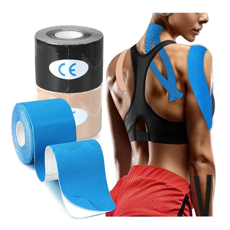 Sports Kinesio Tape Muscle Kinesiology Elastic Muscle Knee Pain Relief Strain Patch Athletic Recovery Stickers Fitness Bandages