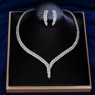 2023 New 4-piece Cubic Zirconia Women's Jewelry Necklace Earrings Bracelet Rings Bridal Wedding Jewelry Set