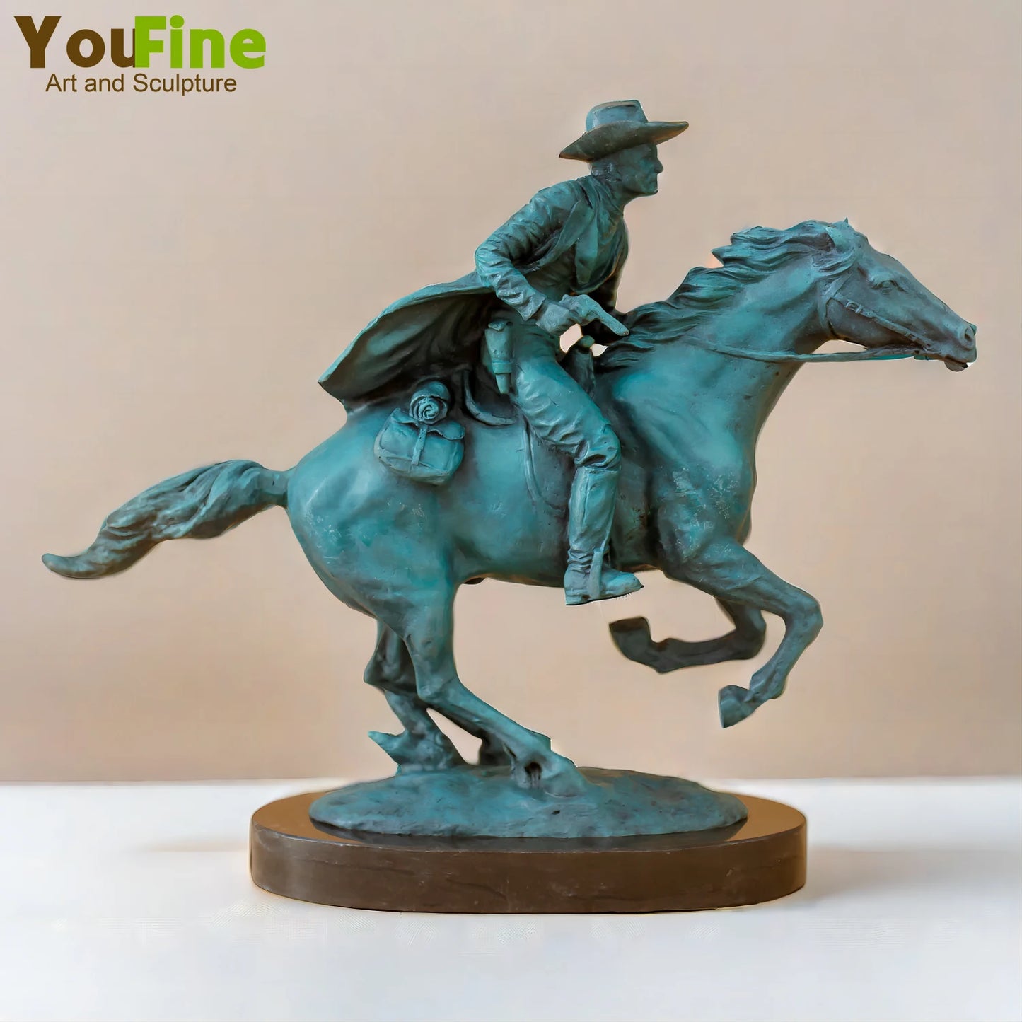 Bronze Cowboy Sculpture Famous Bronze The Broncho Buster by Frederic Remington Statue With Marble Base For Home Decor Collection