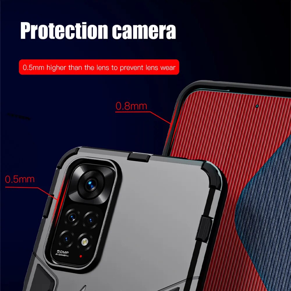 KEYSION Shockproof Case for Redmi Note 11 Pro 5G 11S 10S 9 S 8 Pro Ring Stand Phone Back Cover for Xiaomi Redmi 9 9T 9C 10C 10A