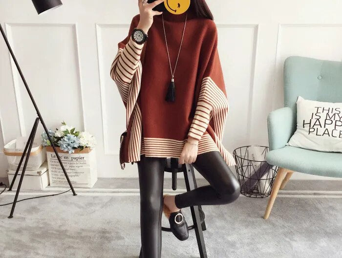 2023 Women Pullover Female Sweater Fashion Autumn Winter Shawl Warm Casual Loose Knitted Tops