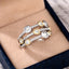 Huitan Vintage Two Tone Lady's Rings Anniversary Party Daily Wearable Luxury Cubic Zirconia Rings 2022 New Trend Women Jewelry