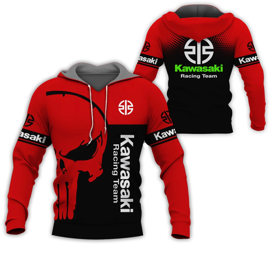 Spring and autumn New 3D print Kawasaki Ninja Motorcycle Riding Off-Road Pullover Extreme Sports Adventure Unisex Hoodie