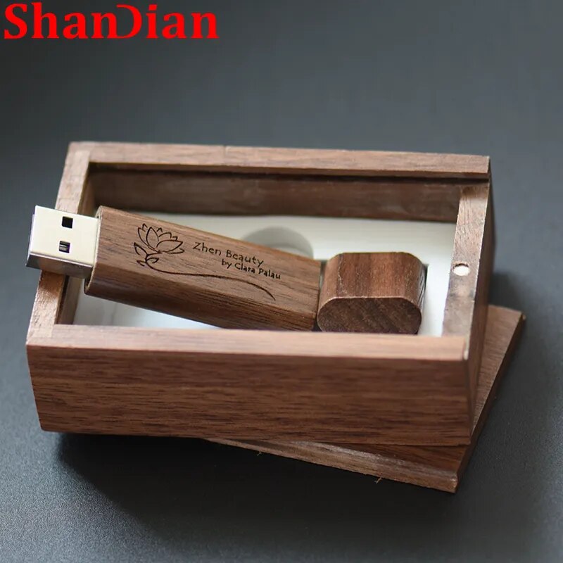 Wooden Flash Drive 64GB Free Custom Logo Pen Drives 32GB Maple Wedding Gift Memory Stick 16GB Bamboo U Disk 8GB External Storage