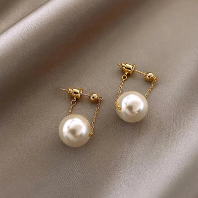 Simple Pearl Pendants Earrings For Women Trendy Chain Tassel Ear Studs Wedding Piercing Earrings 2024 New in Jewelry Accessories