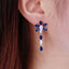 New Boho Tassel Flower Earrings For Women With 925 Stamps Fashion Sapphire Blue Zircon Earrings Party Birthday Jewelry Gift