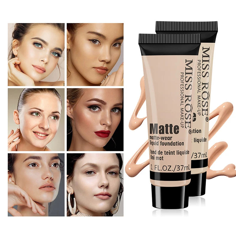 Professional Base Liquid Foundation Korean Makeup Primer Cream Matte Beige Concealer Long-lasting Full Cover Facial Cosmetics