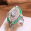 Vintage Fashion Jewelry 925 Stamp Fill White&Green AAA Cubic Zirconia CZ Princess Cut Office Party Wedding Band Ring For Women