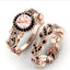 2 Pieces/set Exquisite Rose Gold Color Black Zircon Ring Vintage Flower Vine Inlaid with Champagne Stones Wedding Ring Set