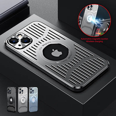 Metal Heat Dissipation Breathable Macsafe Case for Magsafe for iPhone 14 13 12 Pro Max Plus Hollow Hole Safe Magnetic Back Cover