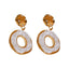 2023 French Trend Fashion Round Irregular Earrings Exquisite Green White Copper 18K Gold Plated Drop Ear Studs Jewelry