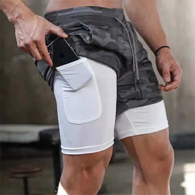 2023 Men Running Shorts 2 In 1 Double Deck Quick Dry Gym Sportswear Fitness Workout Hot Pants Male Training Shorts