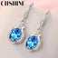 CHSHINE 925 Sterling Silver Water Drop Blue Zircon Earrings For Women Banquet Fashion Party Gift Jewelry