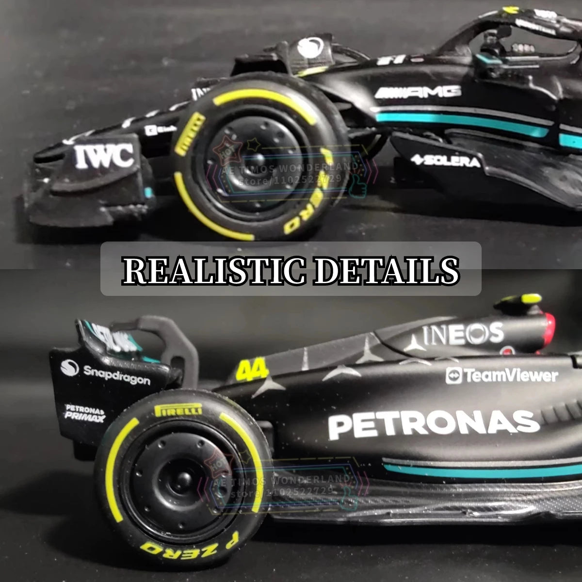 Bburago 1:43 F1 2023 Mercedes AMG W14 Car Model Hamilton Russell Signature Showcase Formula 1 Toy Miniature Replica Xmas Gift