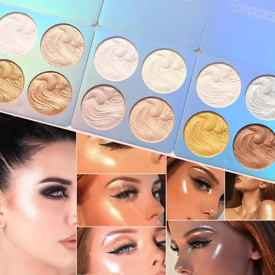 4Color Face Highlighter Palette Bronzer Contouring Highlight Powder Makeup Face Shimmer Shine High Lighter Iluminador Makeup