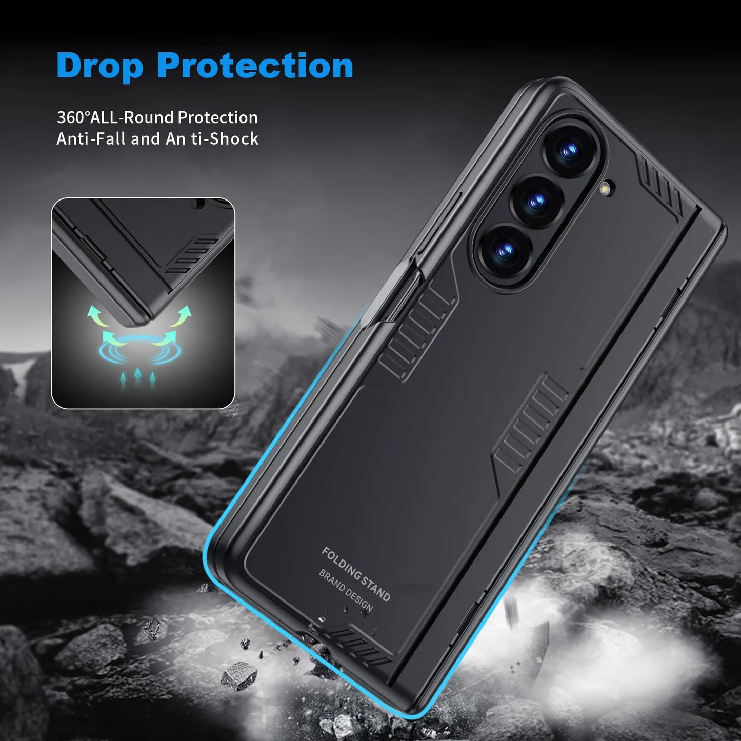 Shockproof Armor Case for Samsung Galaxy Z Fold 5 4 With Hidden Kickstand Hinge Protection Rugged Case Built-in Screen Protector