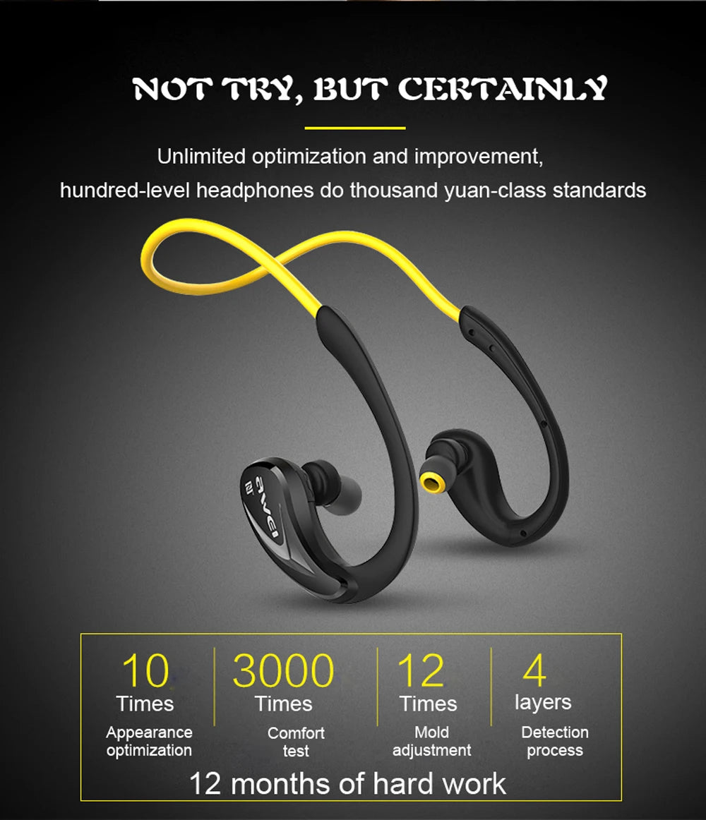 Awei A880BL Sports Headset CVC6.0 Noise Canceling Earbuds Hifi Wireless Bluetooth Headphones Air Conduction Bluetooth Earphones