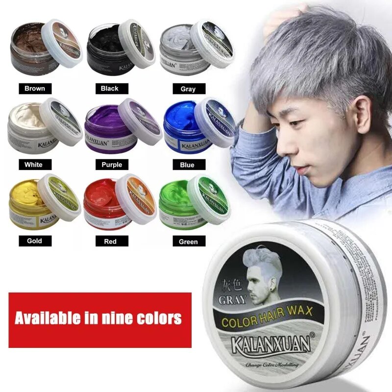 9 Color Fashion Temporary Color Dye Mud Salon Hair Wax Cream Styling Modeling Grandma Green Hair Dye