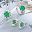 925 Silver Set Ice Seed Set With Green Egg Emerald Jade Stud Earrings Necklace Ring Women's 3PCS Wedding Party Jewelry