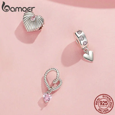 BAMOER 925 Sterling Silver Charm Spiritual Heart Infinity Pendant fits Charm Bracelets, 925 Sterling Silver Lucky Charm