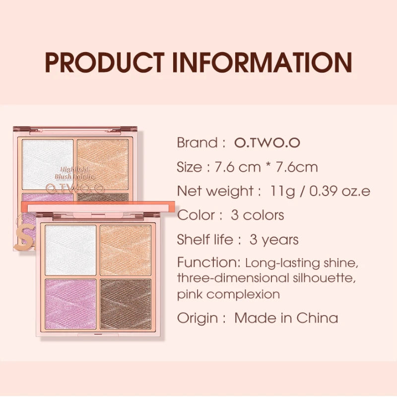 Four Color Highlight Powder Blusher Plate Pearl Fine Flash Shadow Powder Blusher Hghlight Integrated Facelift Plate