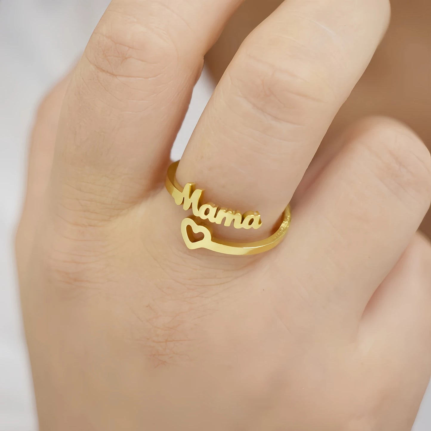 The Word MAMA Stainless Steel Ring, The Best Gift for Mothers on Mother's Day