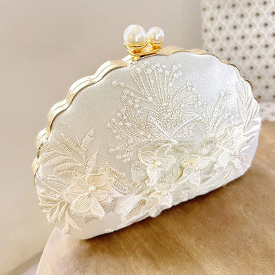 2023 New Women Flowers Evening Bags Egg Shaped Clutch Purse Mini Party Dinner Purse With Chain Mini Bags Drop Shipping