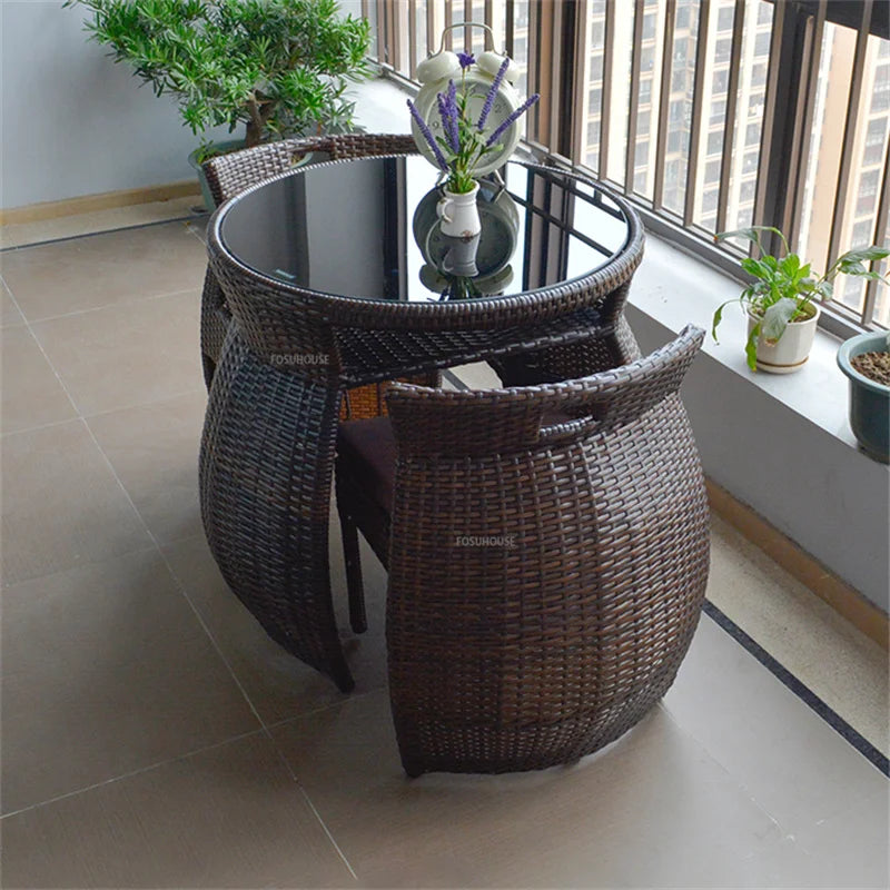 Modern Balcony Small Table and Chair Combination Three-piece Home Garden Outdoor Patio Leisure Rattan Chairs Rattan Furniture