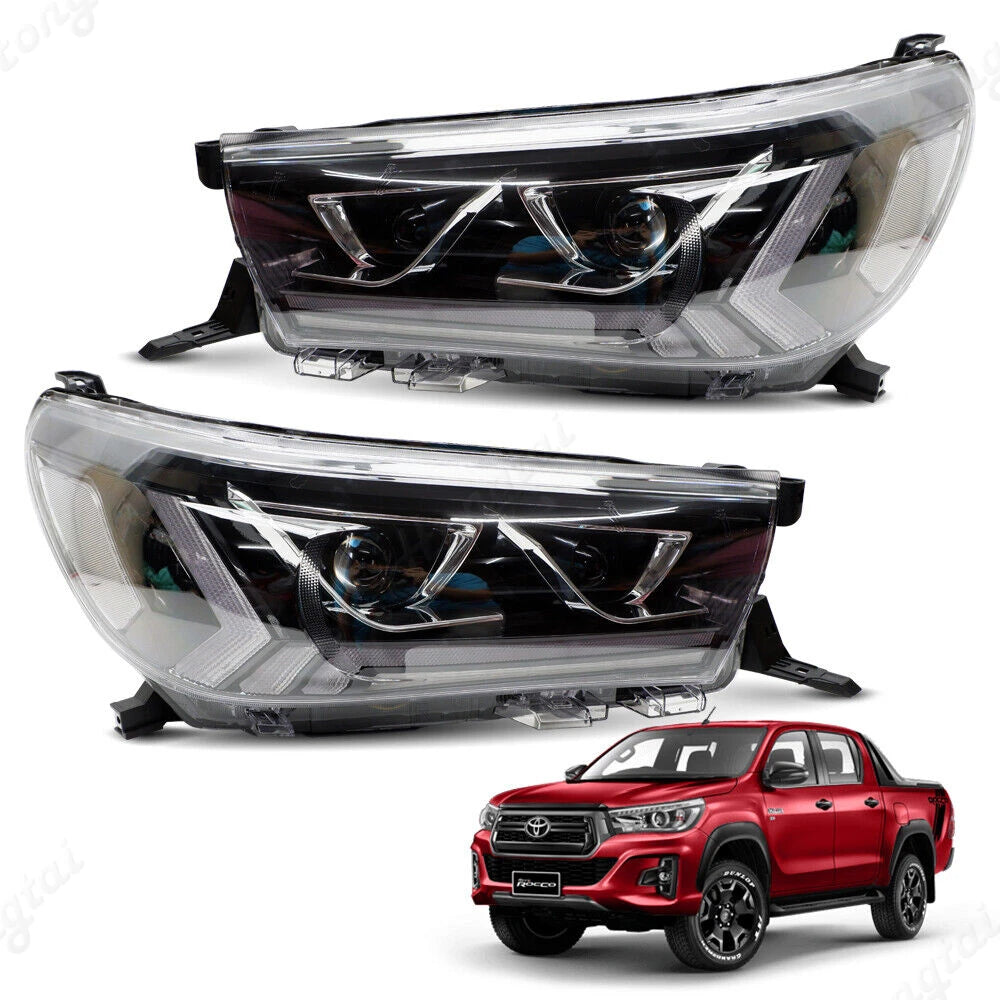 For 2015--2020 Toyota HILUX REVO modified LED day running lights, headlights Headlights Assembly Pair Sequential Turn Signal