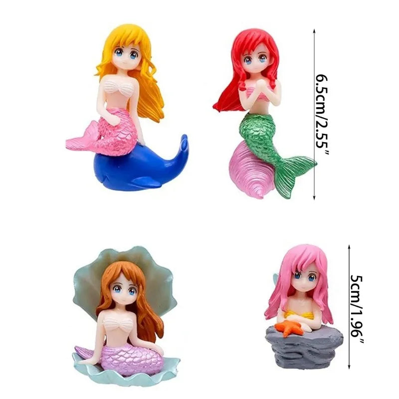 Aquarium Mermaid Floating Shell Ornaments Fish Tank Landscaping Figurine Interior Floating Ball Aquarium Living Room Decorations