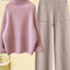 Fall Winter Warm Two Piece Sets Womens Outfit Office Ladies Elegant Turtleneck Knitted Loose Sweater And Woolen Pants Sets 4XL